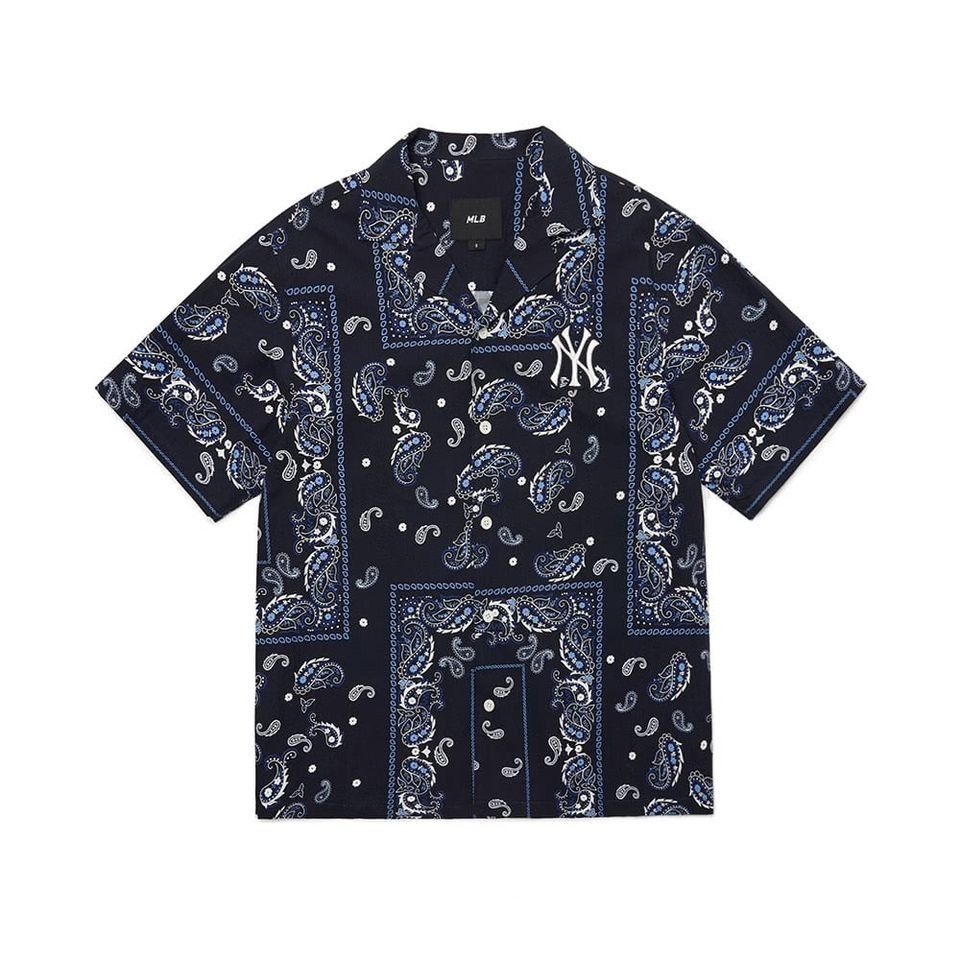 1390 - HÀNG CHÍNH HÃNG - Áo Sơ Mi MLB - PAISLEY - *TAY NGẮN* - CODE: 3AWSP0123-50NYD