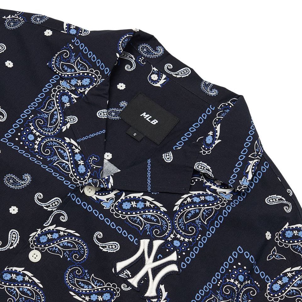 1390 - HÀNG CHÍNH HÃNG - Áo Sơ Mi MLB - PAISLEY - *TAY NGẮN* - CODE: 3AWSP0123-50NYD