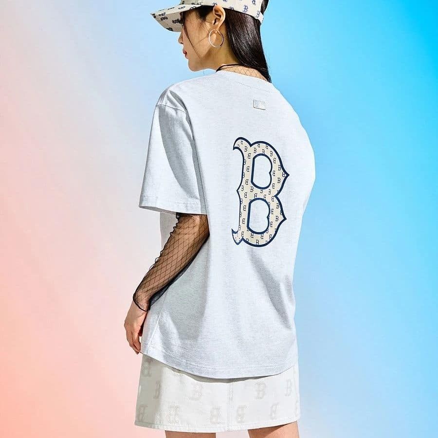 1299 - HÀNG CHÍNH HÃNG - ÁO THUN MLB - MONOGRAM BIG LOGO B - XÁM - CODE: 3ATSM0233-43MGL