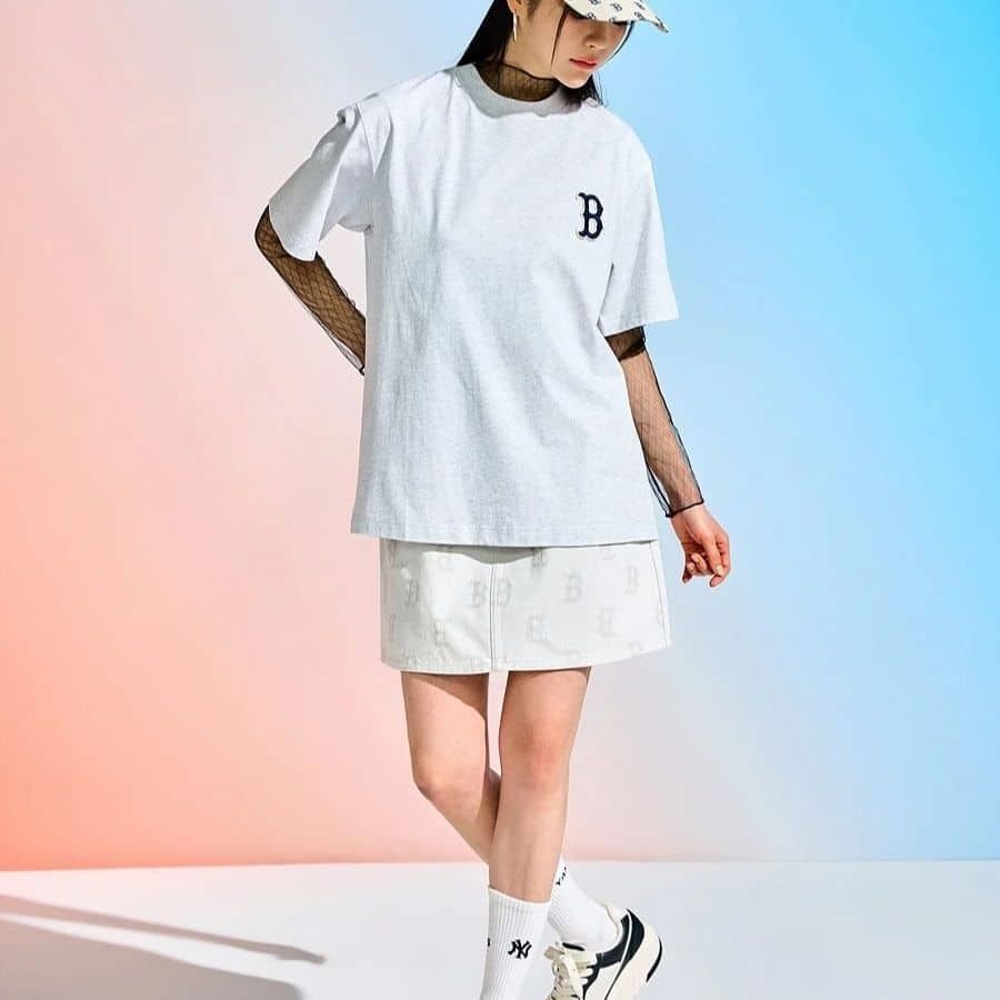 1299 - HÀNG CHÍNH HÃNG - ÁO THUN MLB - MONOGRAM BIG LOGO B - XÁM - CODE: 3ATSM0233-43MGL