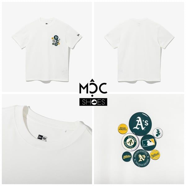0647 - HÀNG CHÍNH HÃNG - ÁO THUN NEW ERA - NHIỀU LOGO A'S TRẮNG - *WHITE* - Code: 13338660