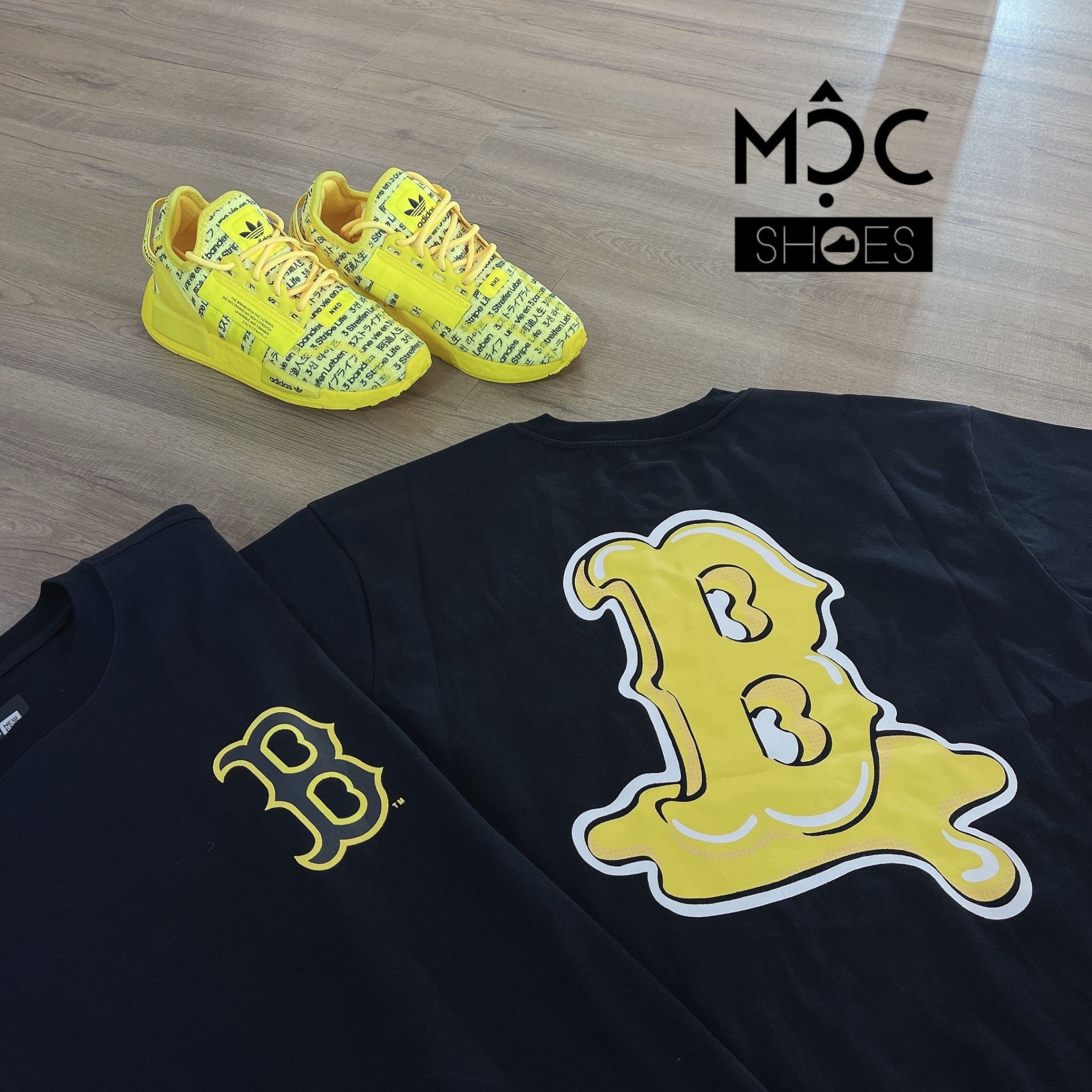 0629 - HÀNG CHÍNH HÃNG - ÁO THUN NEW ERA x BTS - LOGO B VÀNG - MÀU ĐEN - *BLACK* - Code: 13277226