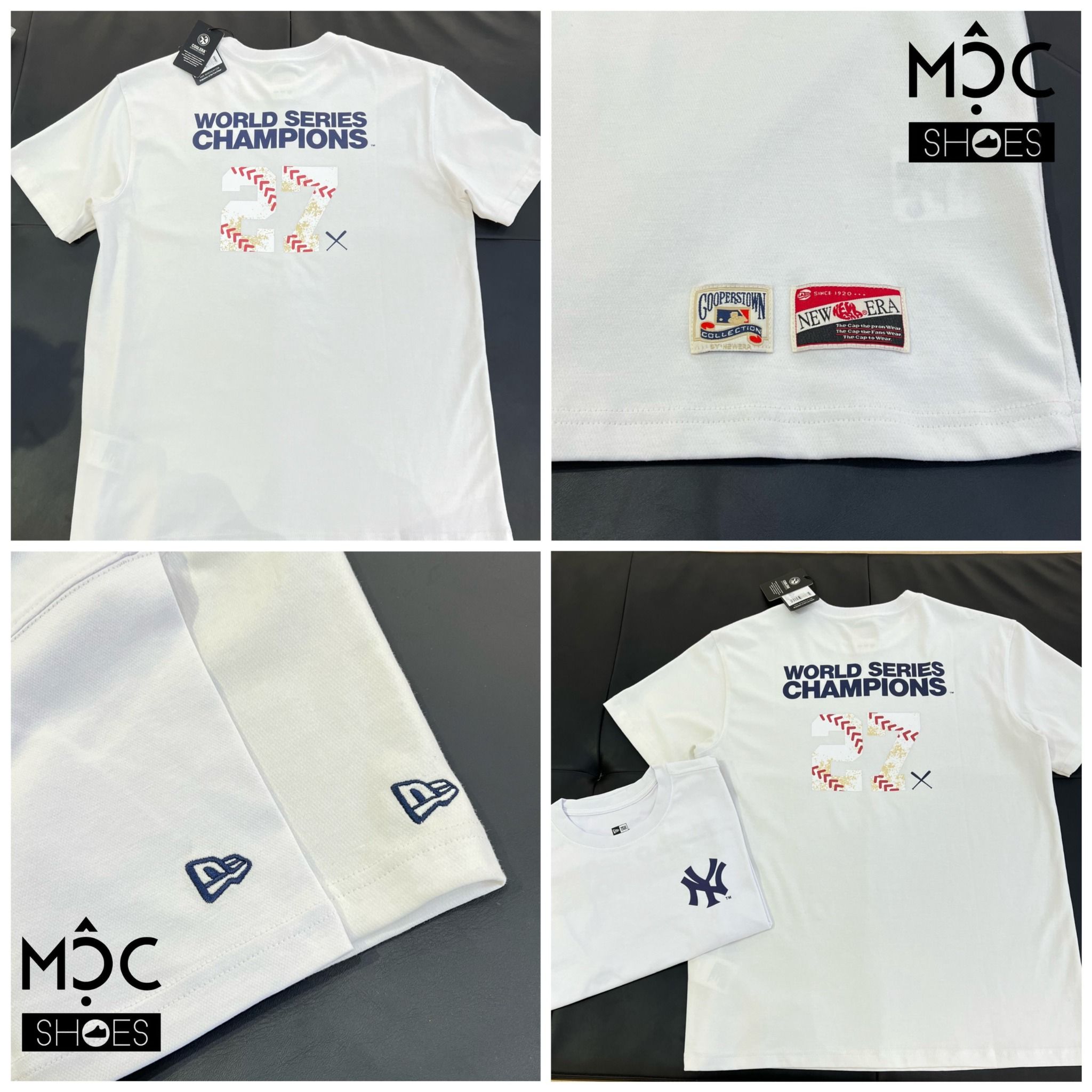 0643 - HÀNG CHÍNH HÃNG - ÁO THUN NEW ERA - NEW YORK CHAMPION 27 TRẮNG - *WHITE* - Code: 11837589