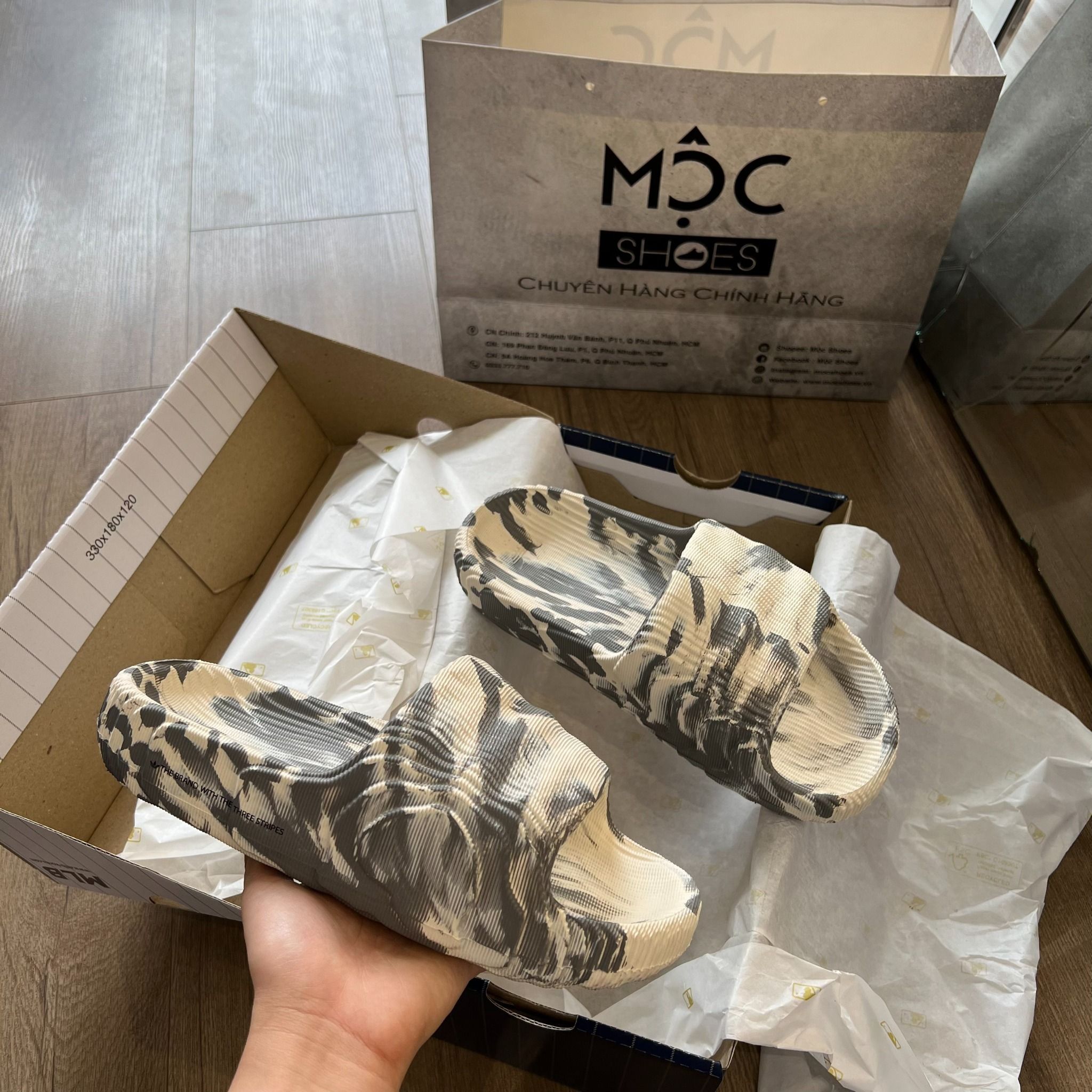 0987 - HÀNG CHÍNH HÃNG - DÉP ADIDAS 22 - ‘ Loang - Xám BE ’ - CODE: IG5919