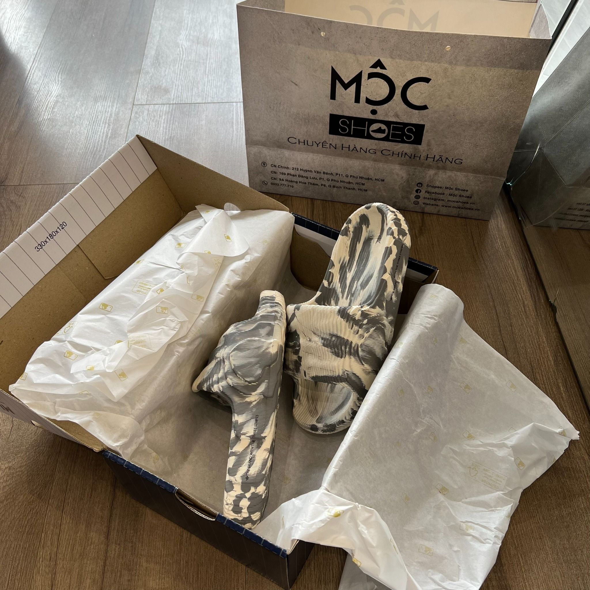 0987 - HÀNG CHÍNH HÃNG - DÉP ADIDAS 22 - ‘ Loang - Xám BE ’ - CODE: IG5919