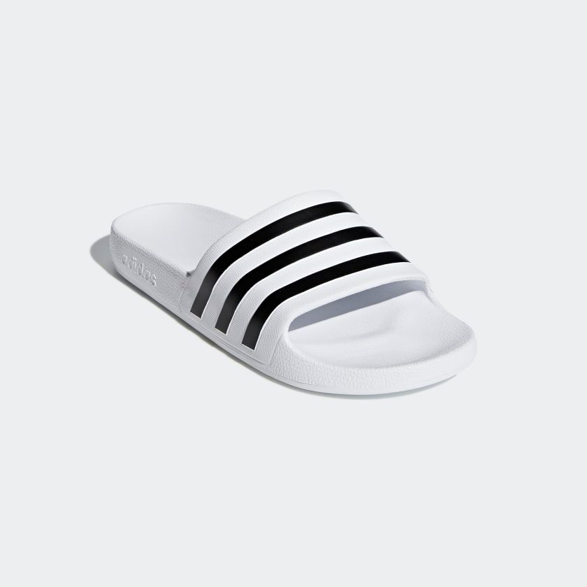  0120 - HÀNG CHÍNH HÃNG - DÉP ADILETTE AQUA SLIDE - TRẮNG SỌC ĐEN - *WHITE/BLACK LOGO* - 2021** - Code: F35539 