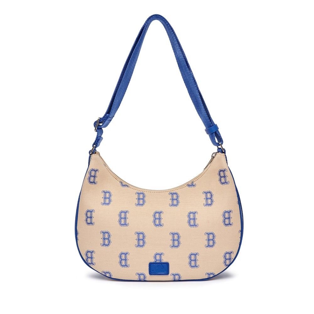 1245- HÀNG CHÍNH HÃNG - Túi MLB Big Classic Monogram Jacquard Large Hobo Bag Boston Red Sox L.Sand - CODE : 3ABQL023N-43SAL