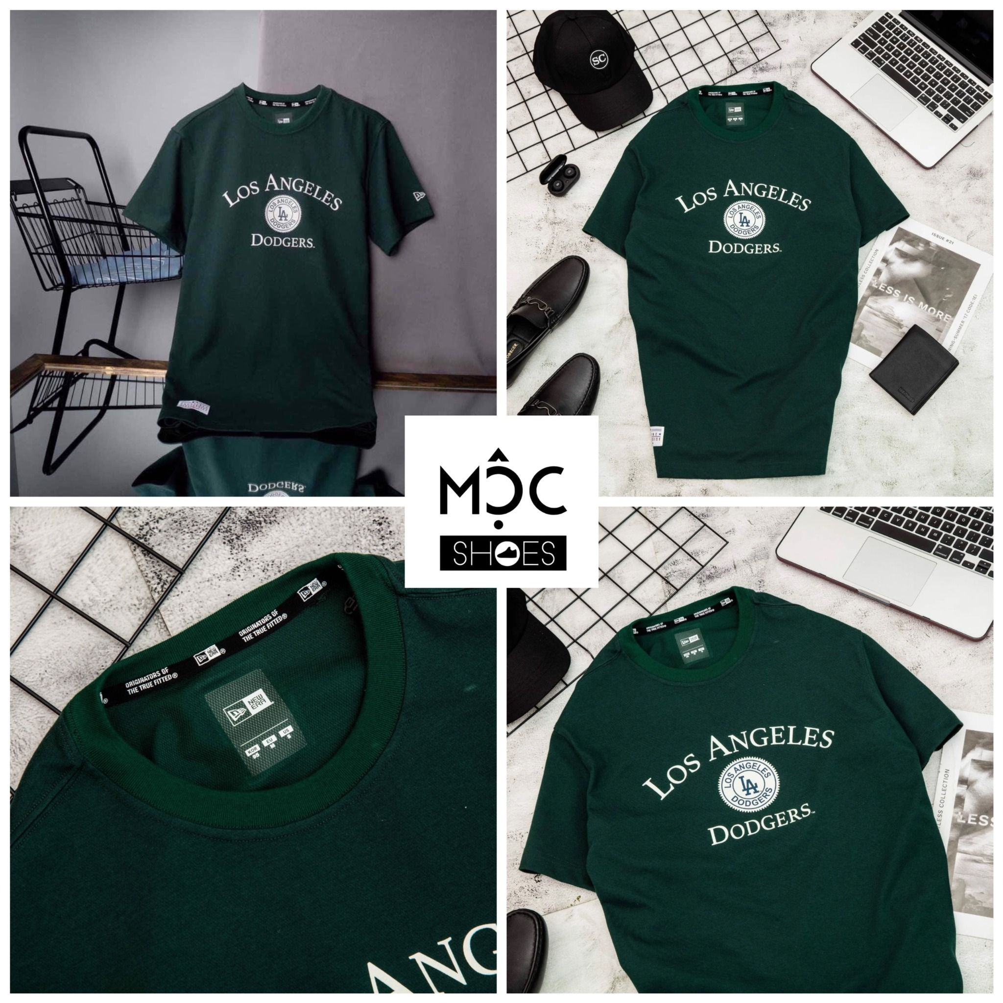 0761 - HÀNG CHÍNH HÃNG - ÁO THUN NEW ERA - LOS ANGELES RÊU - *DEEP GREEN* - Code: 12354490