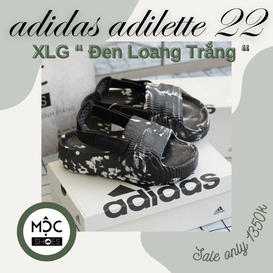 2342 - HÀNG CHÍNH HÃNG - DÉP ADIDAS 22 XLG - ĐEN LOANG TRẮNG