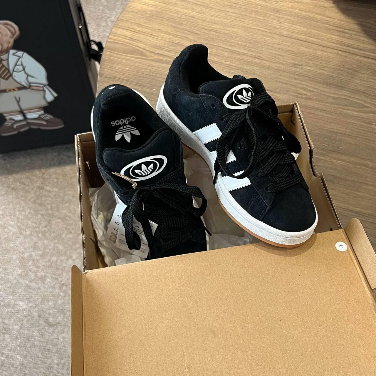 2689 - HÀNG CHÍNH HÃNG - ADIDAS CAMPUS 00S TEEN TEXTIL - BLACK/ WHITE - CODE: HQ6638