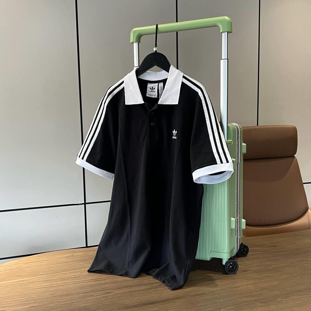 2696 - HÀNG CHÍNH HÃNG - ÁO ADIDAS POLO 2 SỌC CỔ TRẮNG - * BLACK * CODE : IL2501