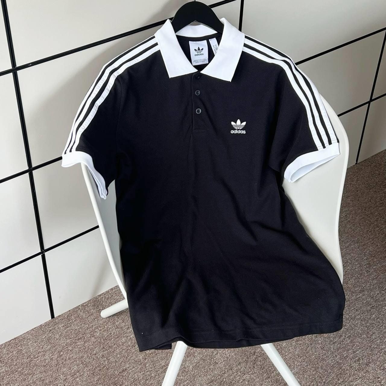 2696 - HÀNG CHÍNH HÃNG - ÁO ADIDAS POLO 2 SỌC CỔ TRẮNG - * BLACK * CODE : IL2501