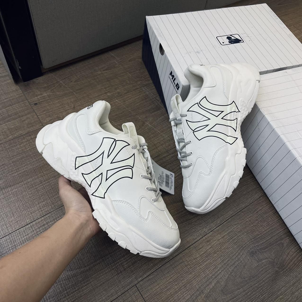 0034 - HÀNG CHÍNH HÃNG - GIÀY MLB BIG BALL CHUNKY NEW YORK - NY Trắng - *WHITE BLACK* - 2025** - Code: 32SHC1911 50I