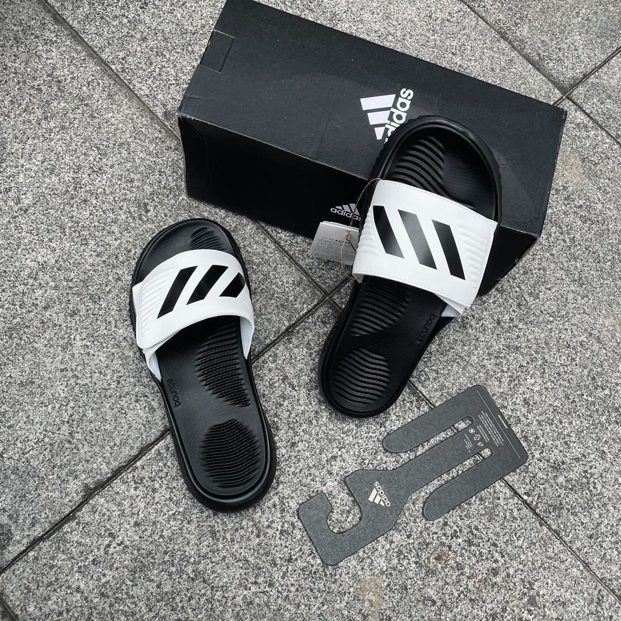  1739 - HÀNG CHÍNH HÃNG - DÉP ADIDAS ALPHABOUCE SLIDE - Đen Full / Quai trắng - *BLACK/Quai WHITE* - 2024** - Code:FZ0388 