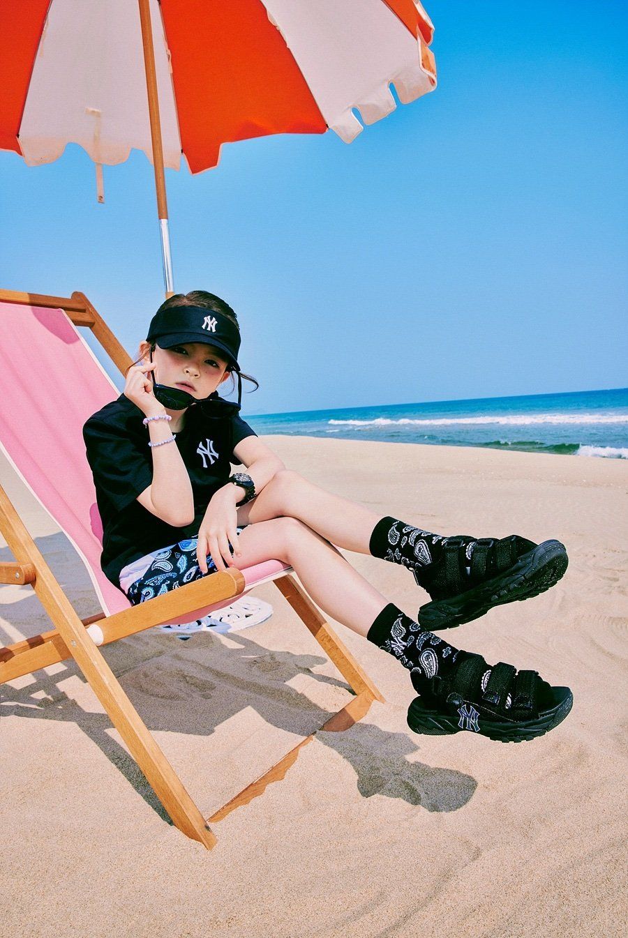 1070 - HÀNG CHÍNH HÃNG - GIÀY SANDAL KID - MLB Chunky Sandals New York Yankees - *ĐEN* - Code :7ASDB0133-50BKS