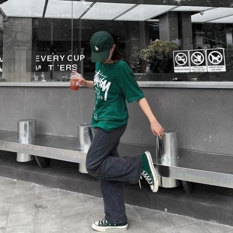 1131 - HÀNG CHÍNH HÃNG - ÁO THUN STUSSY - STUSSY WORLD TOUR - GREEN