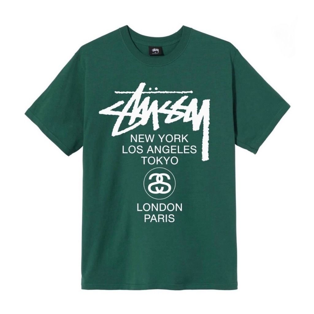 1131 - HÀNG CHÍNH HÃNG - ÁO THUN STUSSY - STUSSY WORLD TOUR - GREEN