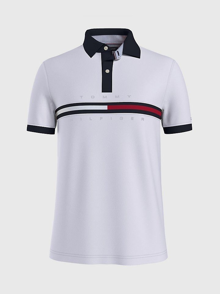 1141 - HÀNG CHÍNH HÃNG - ÁO Tommy - POLO - REGULAR FIT TOMMY BAR STRIPE - TRẮNG