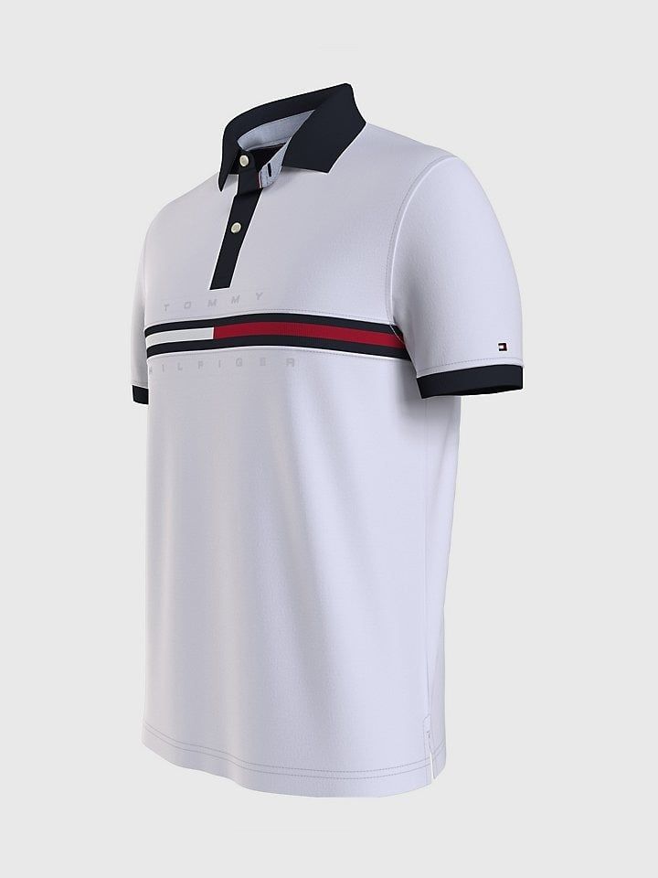 1141 - HÀNG CHÍNH HÃNG - ÁO Tommy - POLO - REGULAR FIT TOMMY BAR STRIPE - TRẮNG