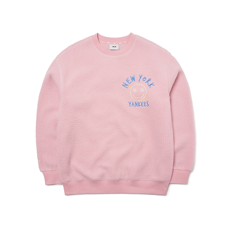 1693 - HÀNG CHÍNH HÃNG - ÁO MLB LIKE SMILE FLEECE MEGA NY YANKEES - PINK - CODE: 3AMTF5516-50PKS