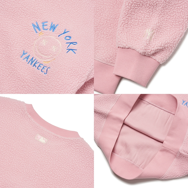 1693 - HÀNG CHÍNH HÃNG - ÁO MLB LIKE SMILE FLEECE MEGA NY YANKEES - PINK - CODE: 3AMTF5516-50PKS