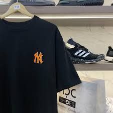 2202 - HÀNG CHÍNH HÃNG - ÁO THUN MLB - NY ORANGE LOGO - BLACK - CODE 3ATSM0443-50BKS