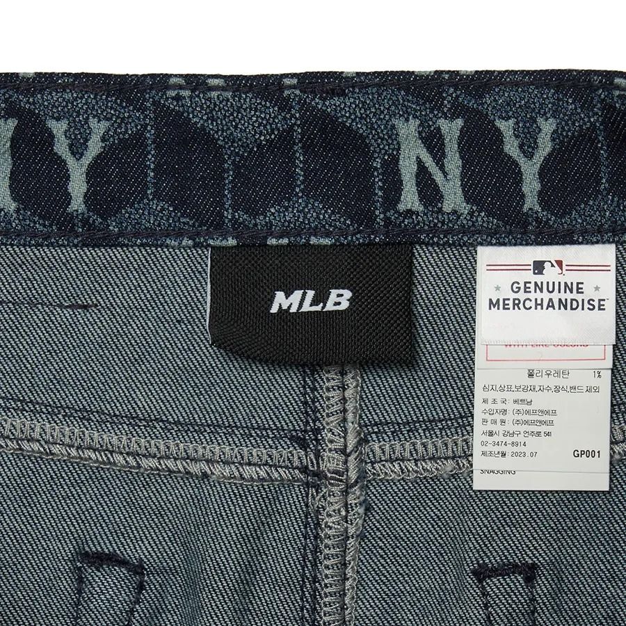 2399 - HÀNG CHÍNH HÃNG - CHÂN VÁY NỮ MLB - NEW YORK YANKEES MONOGRAM DENIM - CODE: 3FDSM0734-50NYD