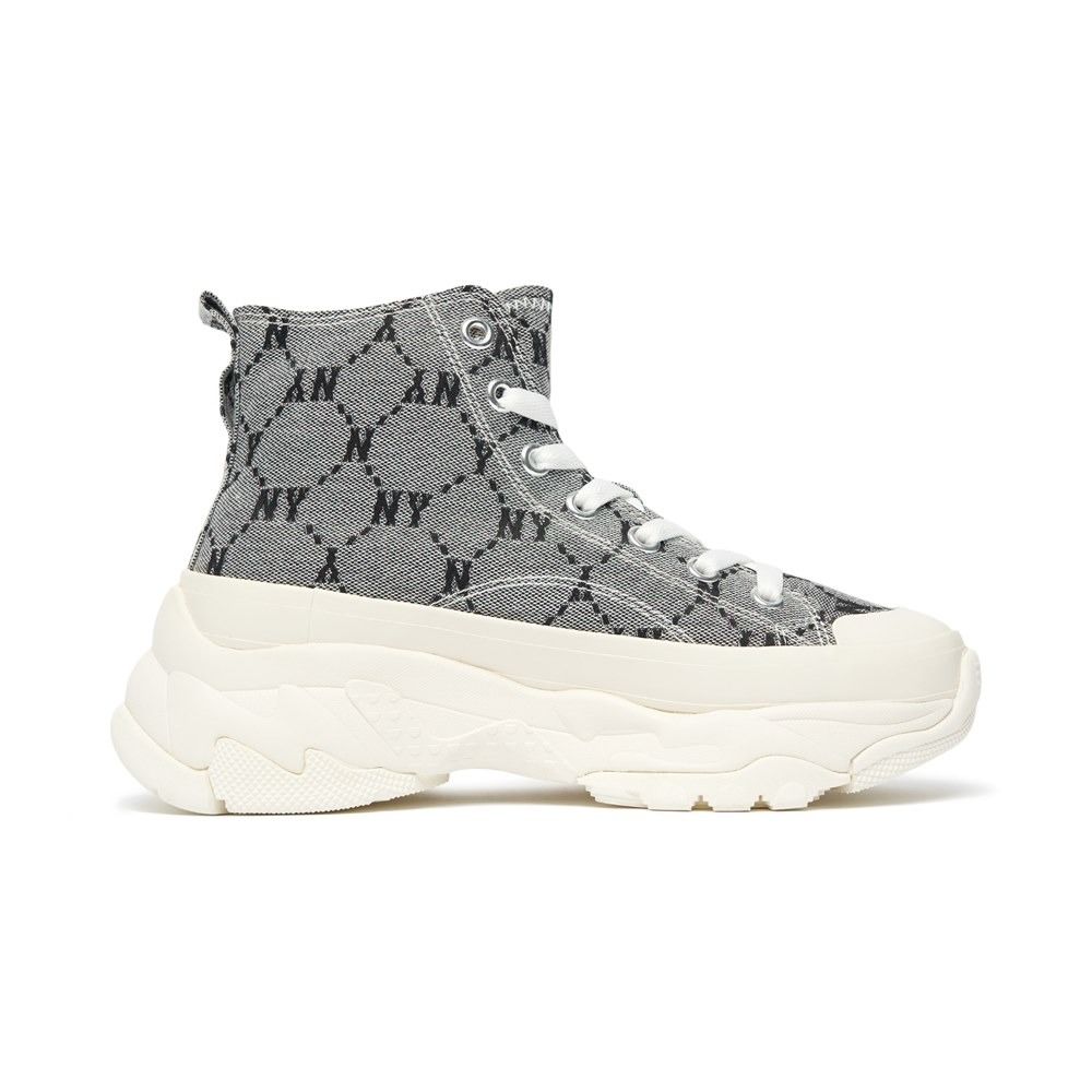 2545 - HÀNG CHÍNH HÃNG - GIÀY MLB CHUNKY HIGH - MONO NY YANKEES - DENIM XÁM - CODE: 3ASHU311N-50GRS