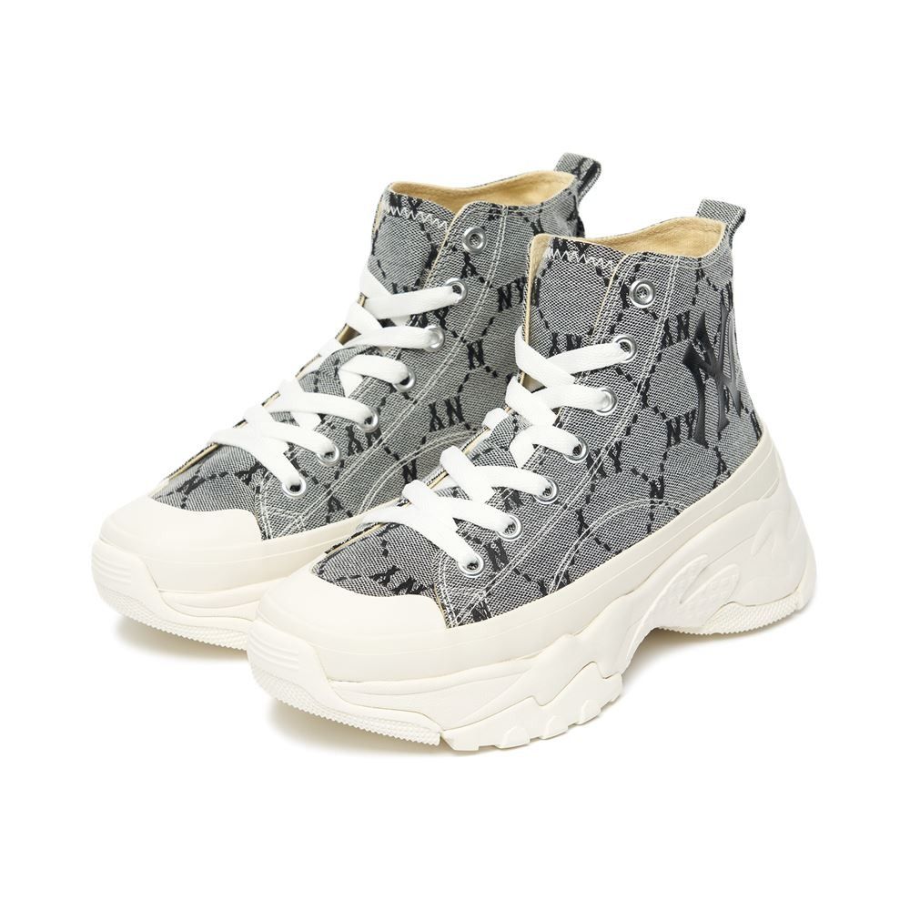 2545 - HÀNG CHÍNH HÃNG - GIÀY MLB CHUNKY HIGH - MONO NY YANKEES - DENIM XÁM - CODE: 3ASHU311N-50GRS