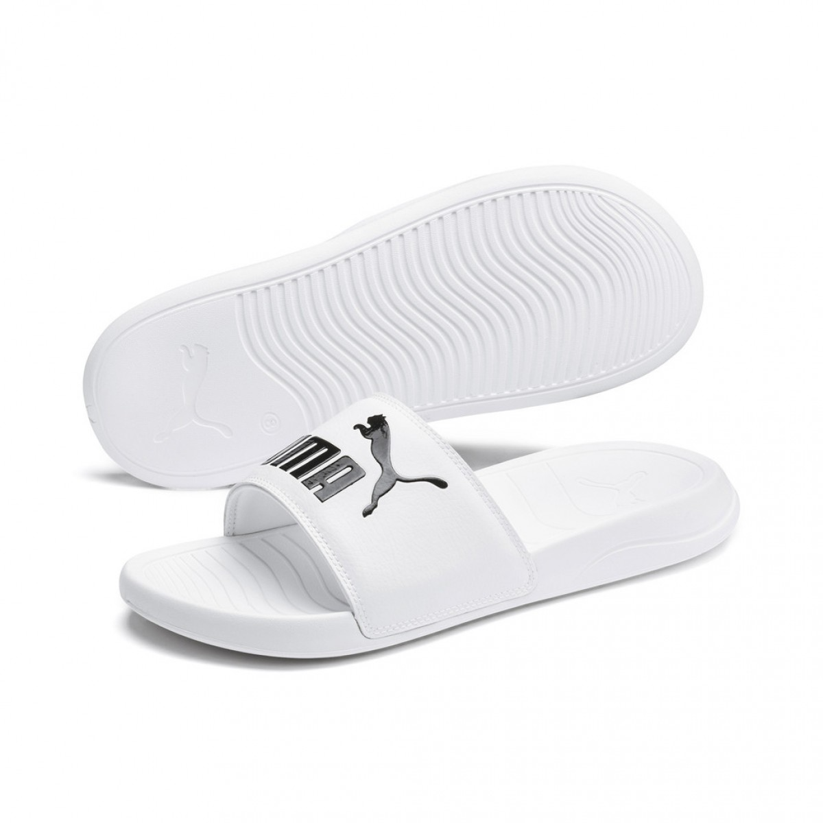 1466 - HÀNG CHÍNH HÃNG - DÉP PUMA POPCAT - *WHITE/ BLACK LOGO* - CODE: 372279_02