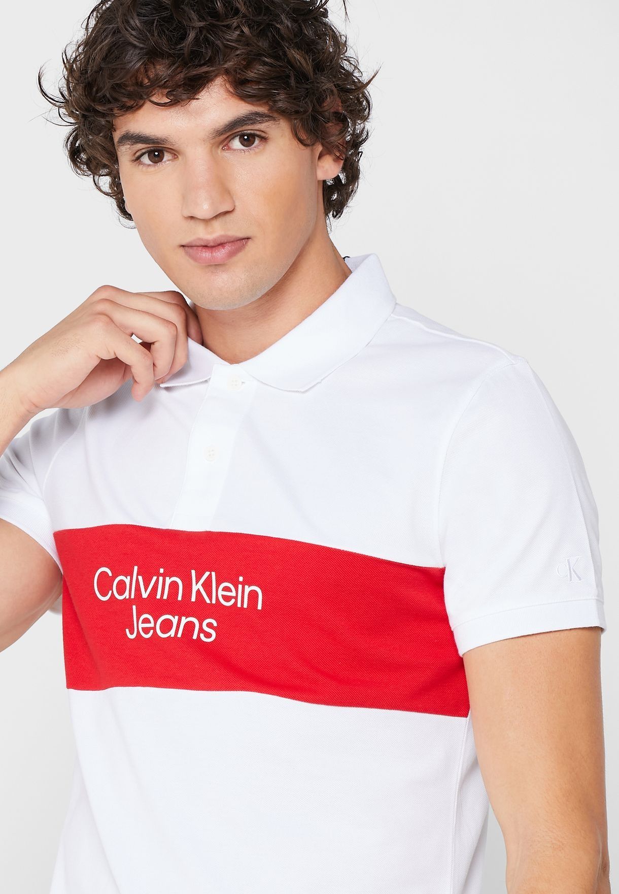 2039 - HÀNG CHÍNH HÃNG - ÁO POLO CALVIN KLEIN - TRẮNG PHỐI CAM - Code: J30J322449