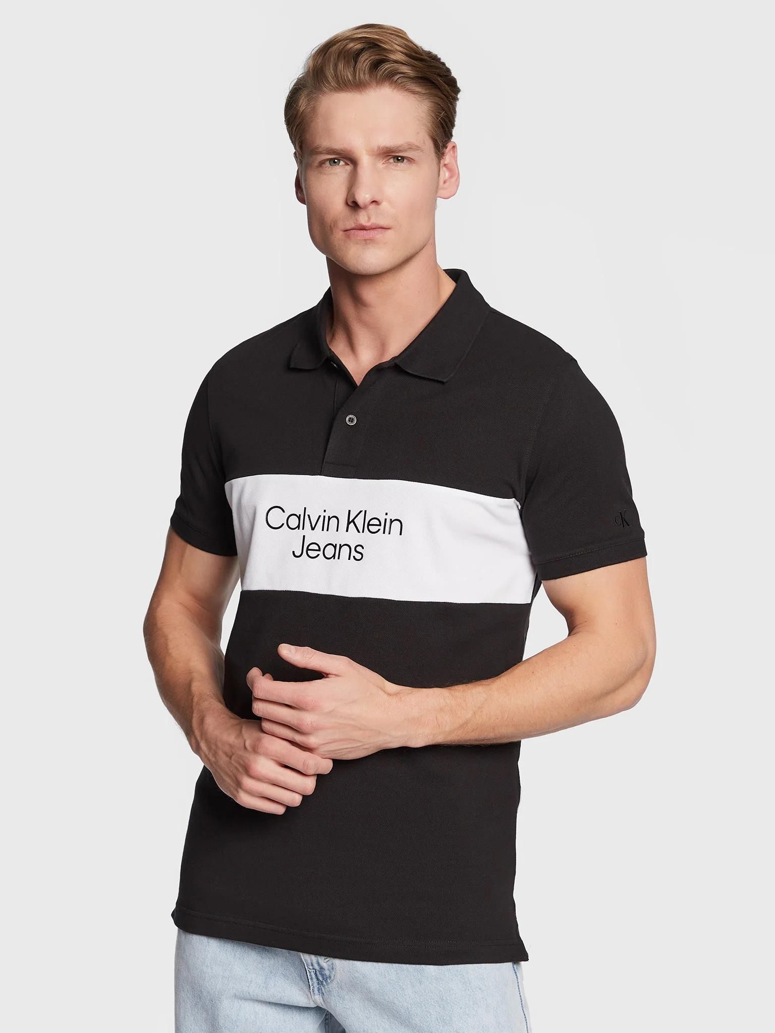 2040 - HÀNG CHÍNH HÃNG - ÁO POLO CALVIN KLEIN - ĐEN PHỐI TRẮNG