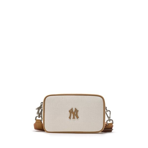 2134 - HÀNG CHÍNH HÃNG - Túi MLB Korea Monogram Jacquard Mini Cross Bag New York Yankees Cream - CODE: 3ACRS014N-50CRD