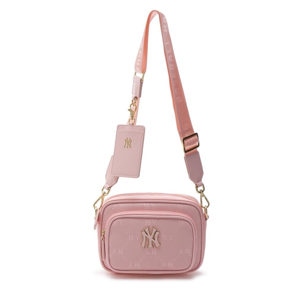 2207 - HÀNG CHÍNH HÃNG - TÚI ĐỰNG THẺ MLB MONOGRAM NY YANKEES *SS24* - PINK - CODE: 7ACRMD04N-50PKM