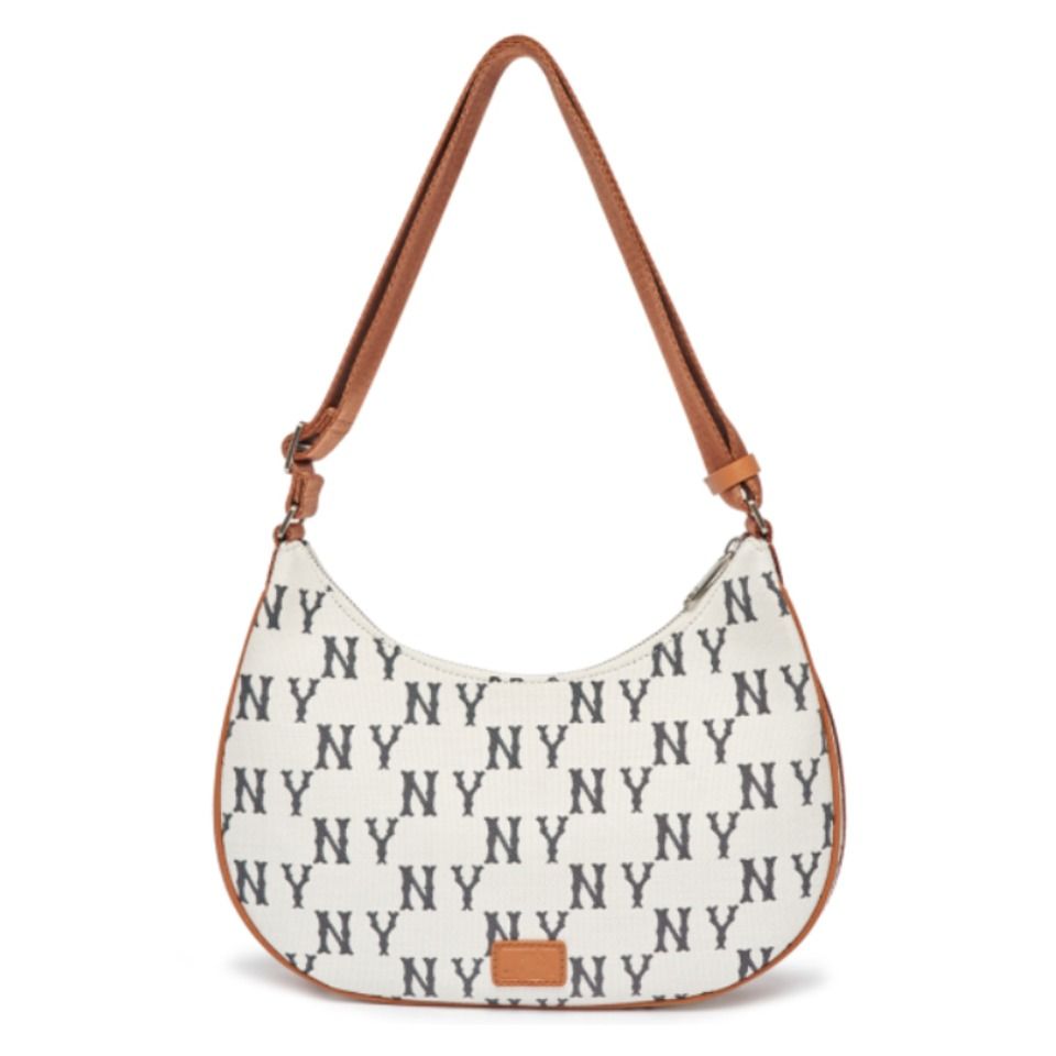 1244- HÀNG CHÍNH HÃNG - Túi MLB Monogram Jacquard Hobo Bag New York Yankees 3ABQL023N-50CRS