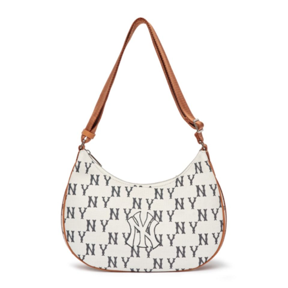 1244- HÀNG CHÍNH HÃNG - Túi MLB Monogram Jacquard Hobo Bag New York Yankees 3ABQL023N-50CRS