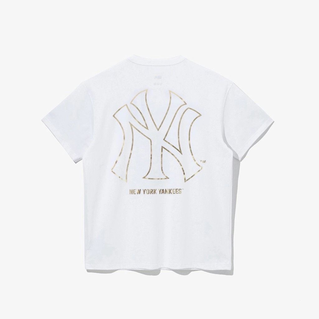 0855 - HÀNG CHÍNH HÃNG - ÁO THUN NEW ERA - LOGO NY VIỀN GOLD TRẮNG - *WHITE* - Code: 12360541