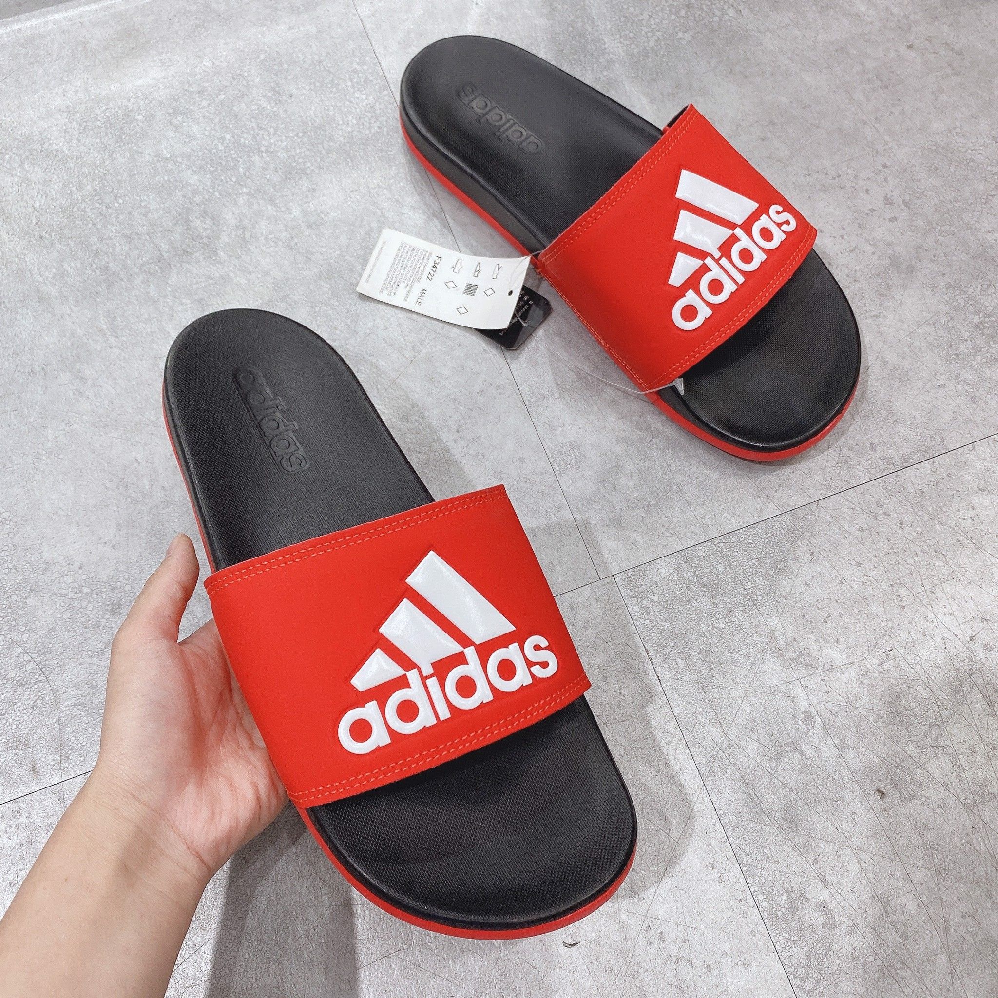 0185 - HÀNG CHÍNH HÃNG - DÉP ADIDAS CLOUDFOAM COMFORT - BIG LOGO - ĐỎ - (8) - Code: F34722