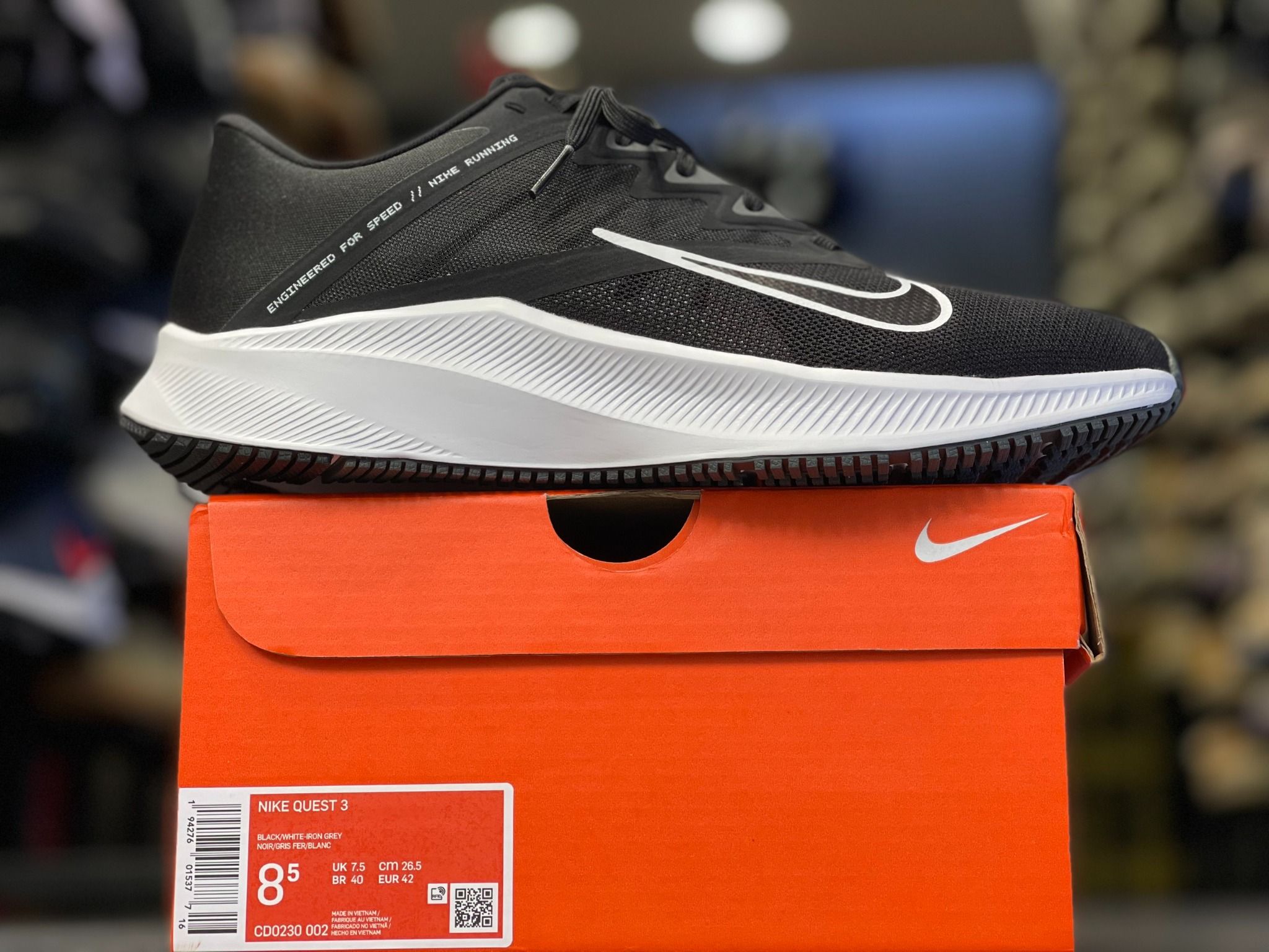 0248 - HÀNG CHÍNH HÃNG - GIÀY NIKE QUEST 3 - ĐEN LOGO TRẮNG - *BLACK/WHITE/GREY * - 2022** - Code: CD0230-002