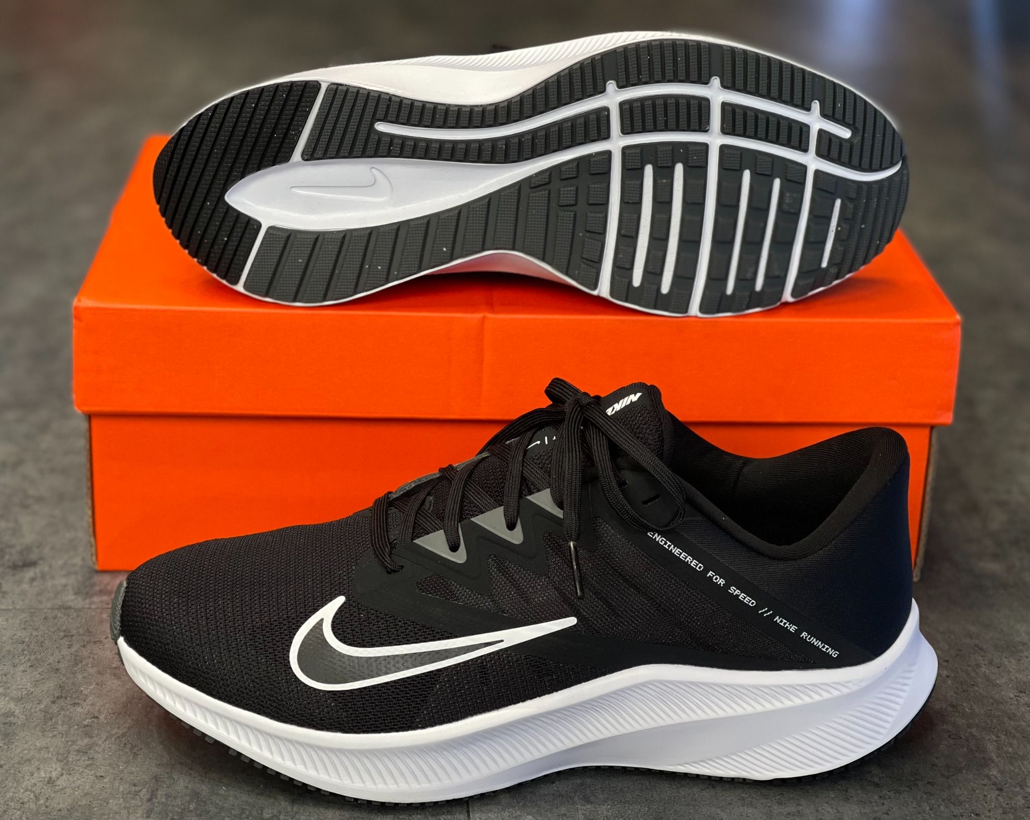 0248 - HÀNG CHÍNH HÃNG - GIÀY NIKE QUEST 3 - ĐEN LOGO TRẮNG - *BLACK/WHITE/GREY * - 2022** - Code: CD0230-002