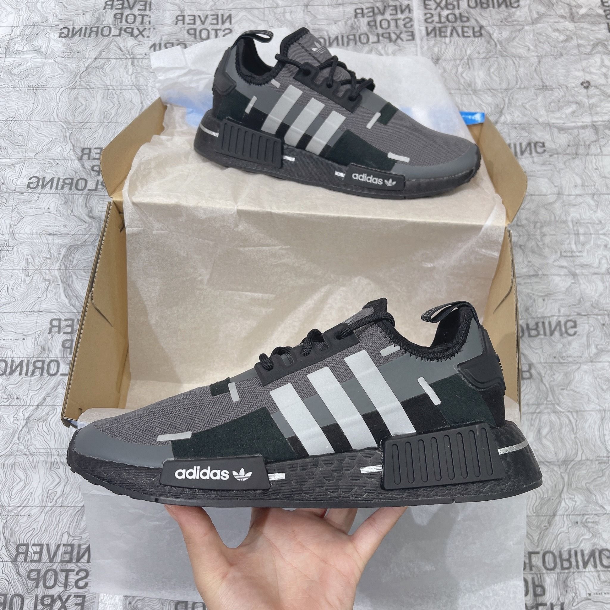 0325 - HÀNG CHÍNH HÃNG - GIÀY ADIDAS NMD R1 - *ĐEN XÁM* - 2022**