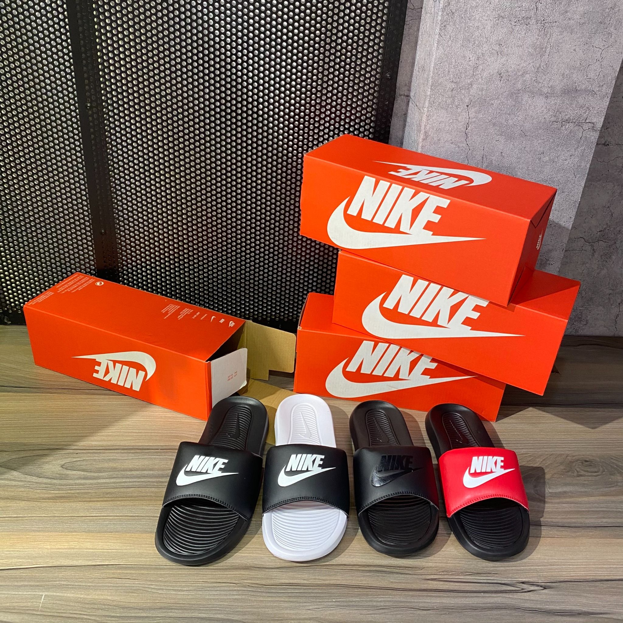 0345 - HÀNG CHÍNH HÃNG - Dép NIKE Victori One Slide - Mix Đen Đỏ