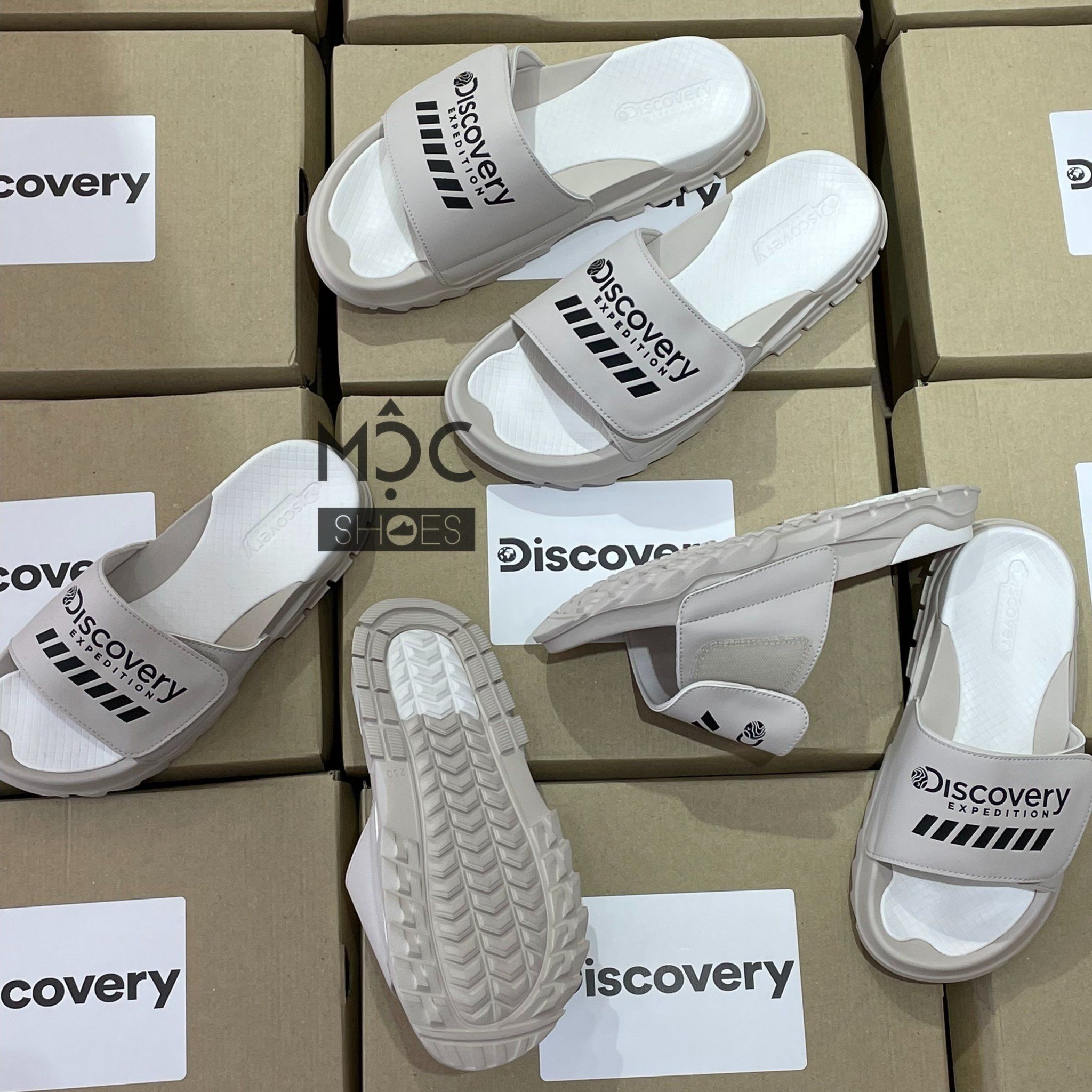 0489 - HÀNG CHÍNH HÃNG - DÉP QUAI NGANG DISCOVERY - MÀU *BEIGE/BLACK* - CODE: DXLP2101N BES