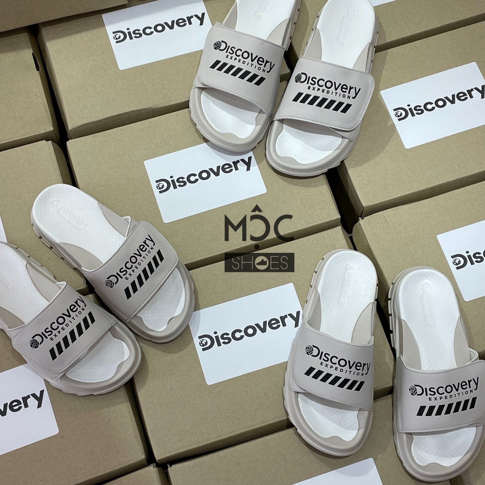 0489 - HÀNG CHÍNH HÃNG - DÉP QUAI NGANG DISCOVERY - MÀU *BEIGE/BLACK* - CODE: DXLP2101N BES