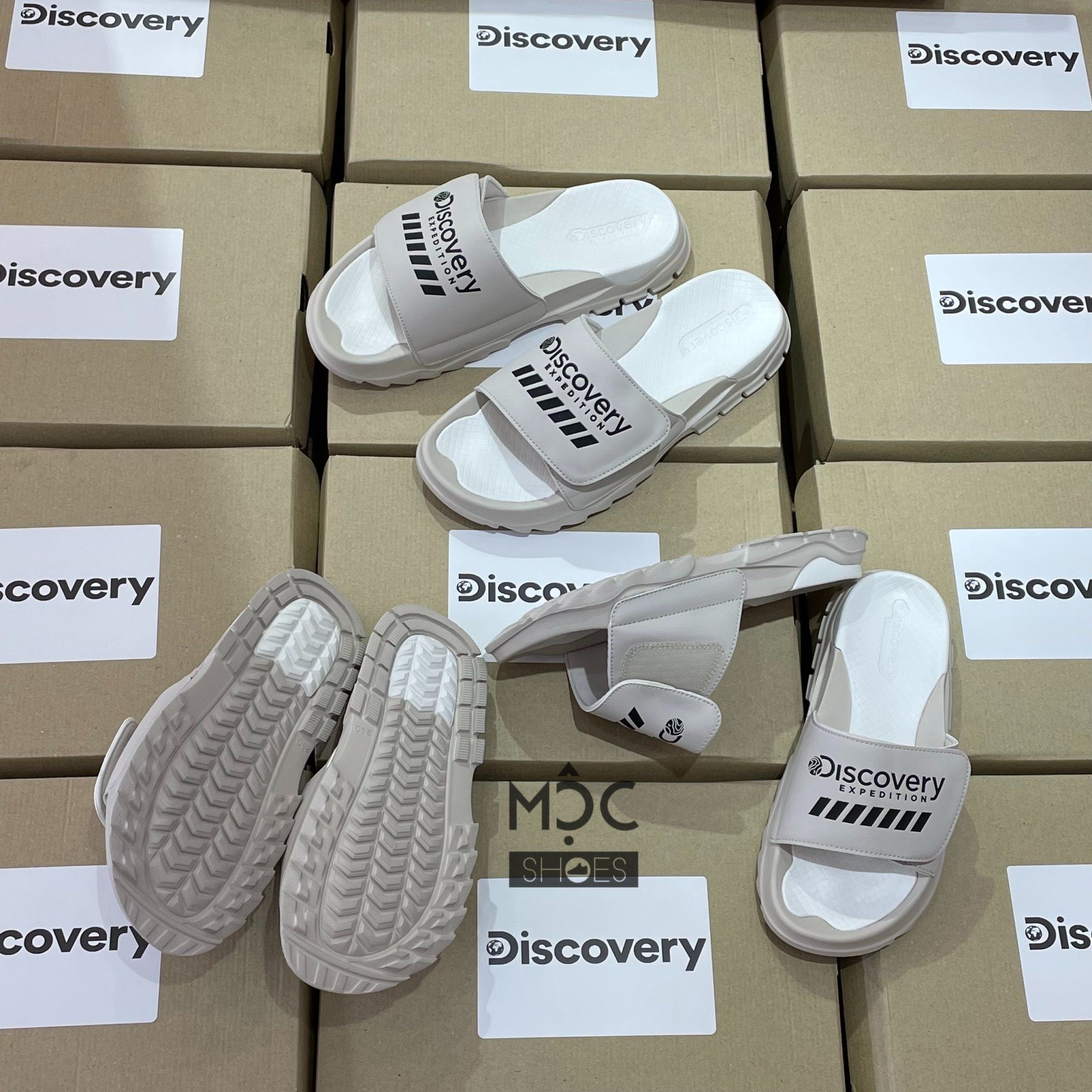 0489 - HÀNG CHÍNH HÃNG - DÉP QUAI NGANG DISCOVERY - MÀU *BEIGE/BLACK* - CODE: DXLP2101N BES