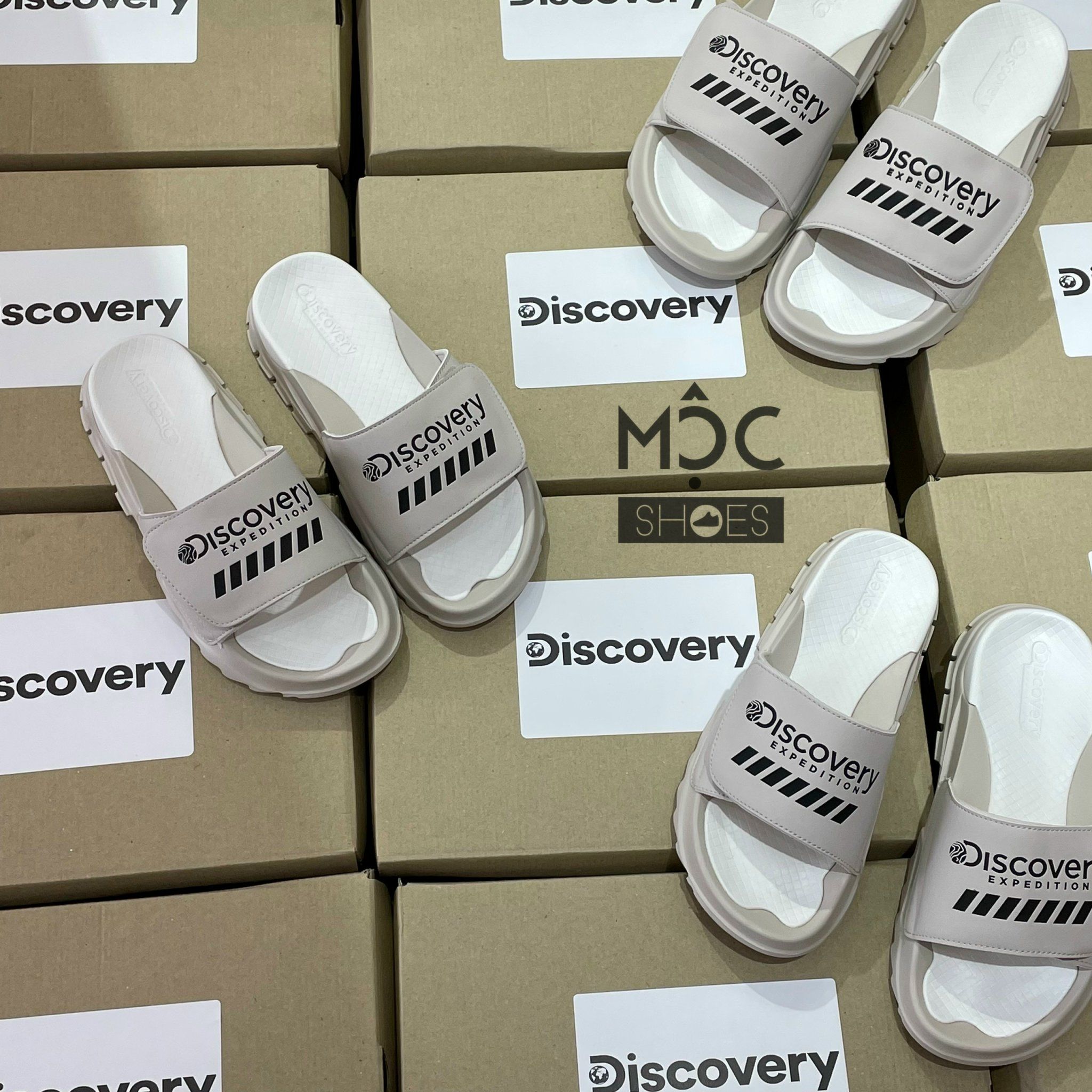 0489 - HÀNG CHÍNH HÃNG - DÉP QUAI NGANG DISCOVERY - MÀU *BEIGE/BLACK* - CODE: DXLP2101N BES