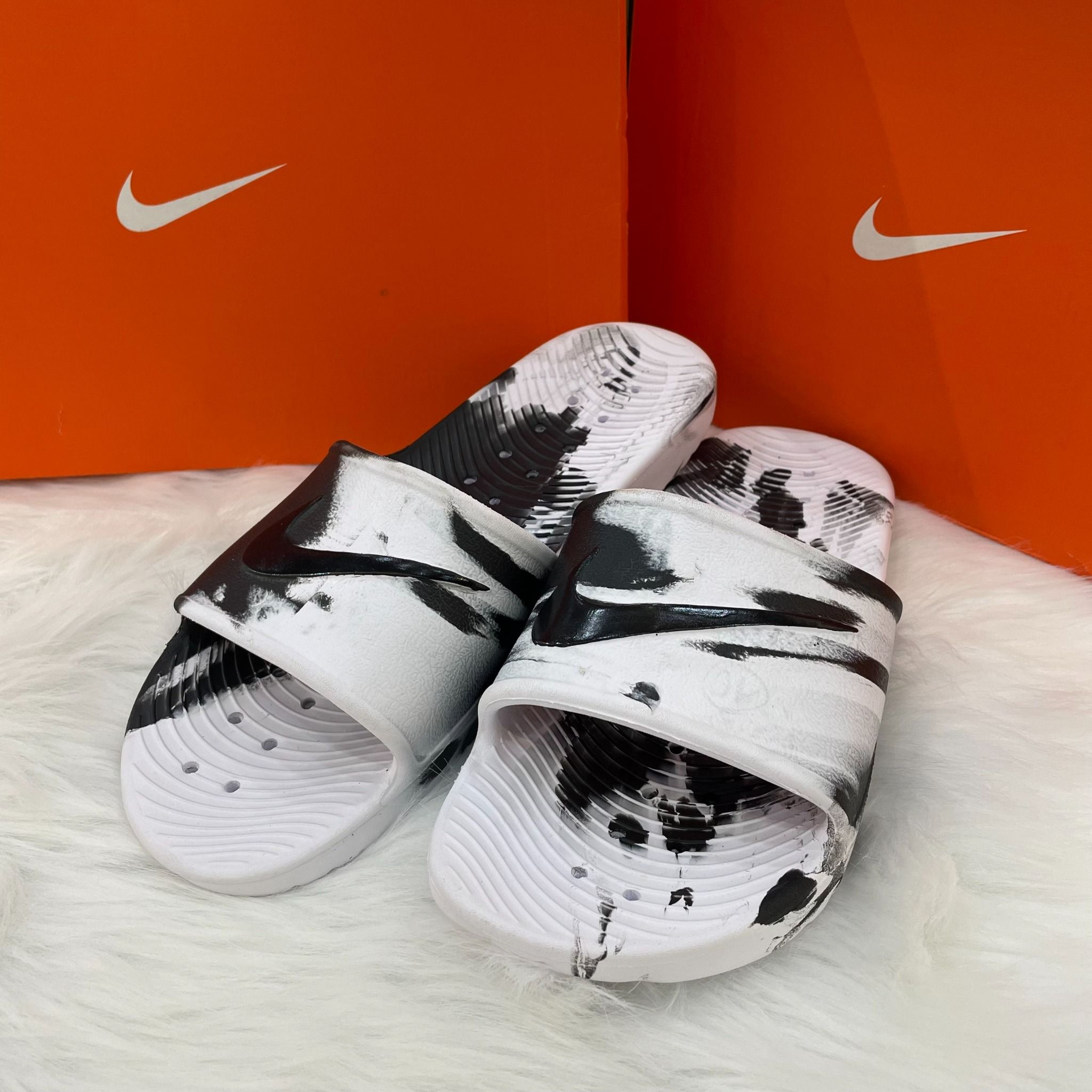 0500 - HÀNG CHÍNH HÃNG - DÉP NIKE KAWA SHOWER - *Marble (Đen/Trắng)* - 2023** - Code: 832528