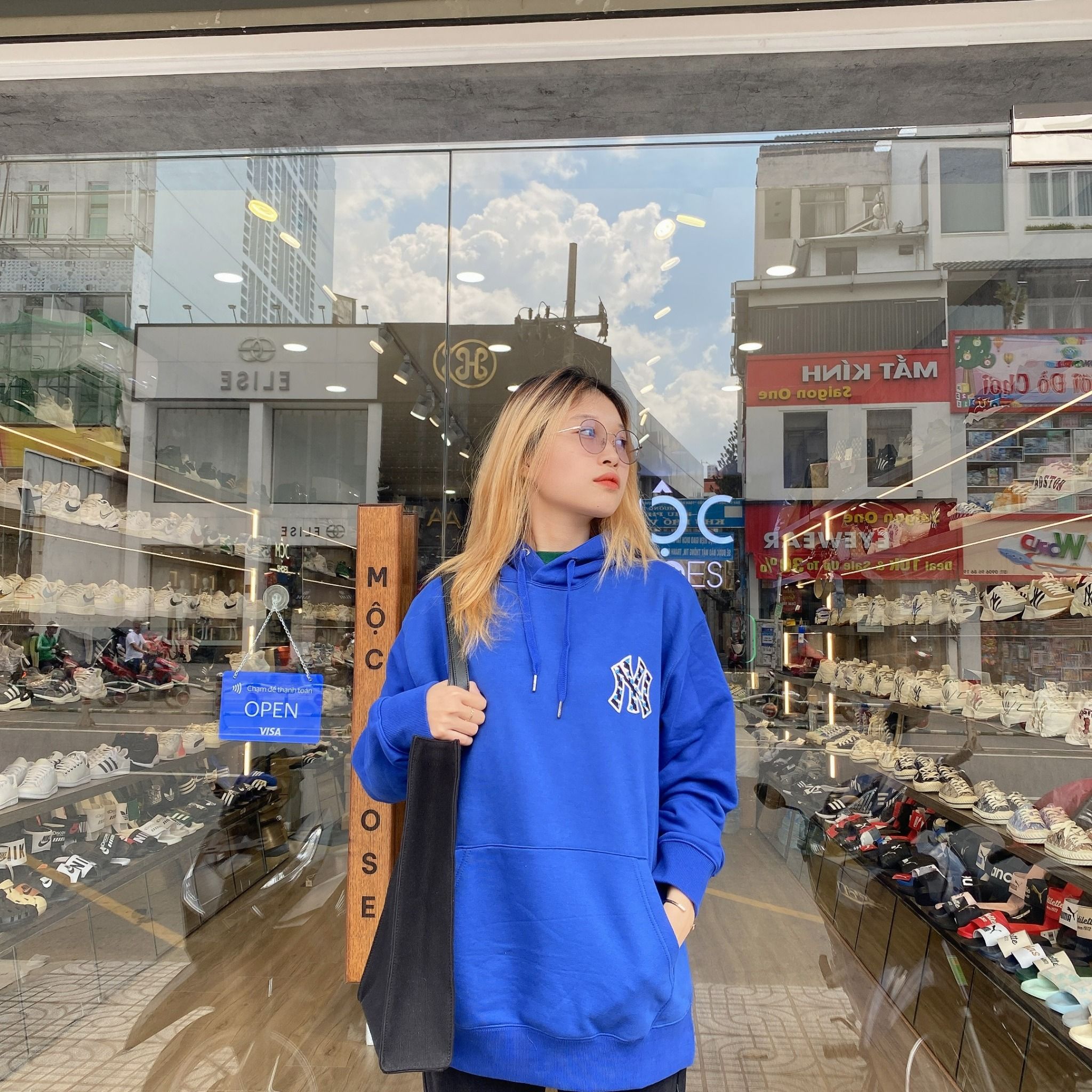 0510 - HÀNG CHÍNH HÃNG - ÁO HOODIE TAY DÀI CÓ MŨ MLB HOẠ TIẾT NY ZICZAC MÀU *DARK BLUE/XANH DƯƠNG* 2022