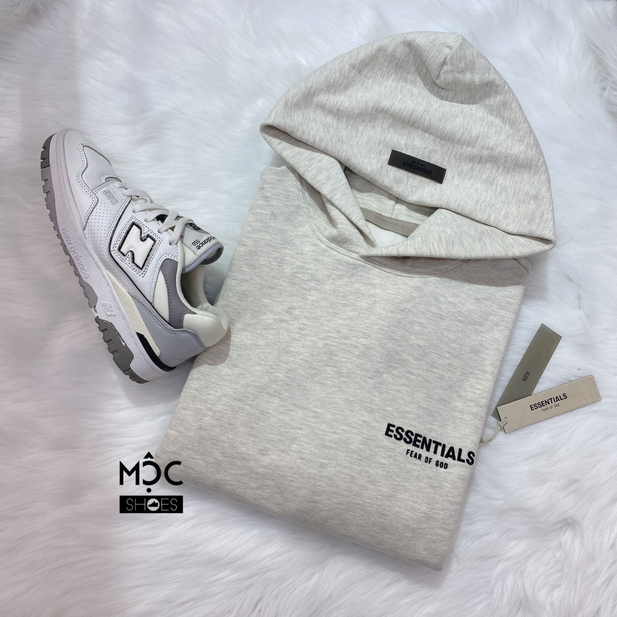 0523 - HÀNG CHÍNH HÃNG - ÁO HOODIE ESSENTIAL FEAR OF GOD MÀU OATMEAL MÀU *XÁM/GREY* SS22