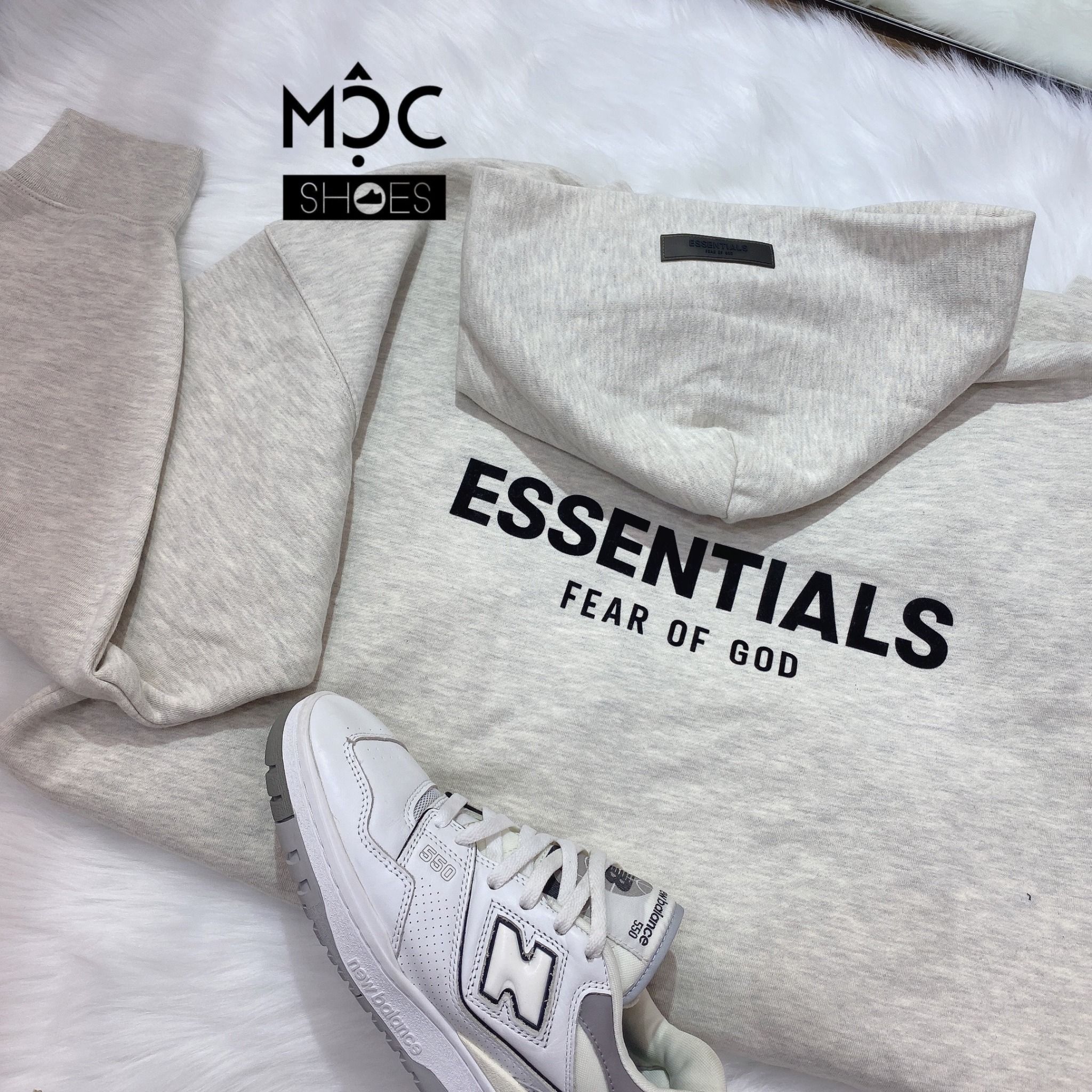 0523 - HÀNG CHÍNH HÃNG - ÁO HOODIE ESSENTIAL FEAR OF GOD MÀU OATMEAL MÀU *XÁM/GREY* SS22